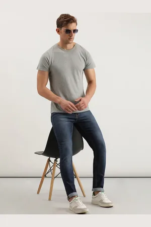 Lee Men Blue Bruce Skinny Fit Heavy Fade Stretchable Clean Look Jeans