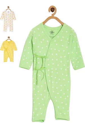 The Mom Store Infants Pack Of 3 Printed Cotton Rompers
