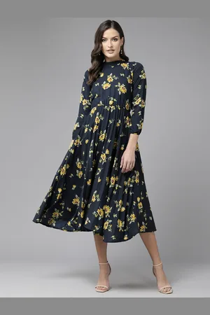 Aarika Floral Print Georgette A-Line Midi Dress
