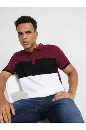Lee Men Coloublocked Cotton Polo Collar Slim Fit T-Shirt