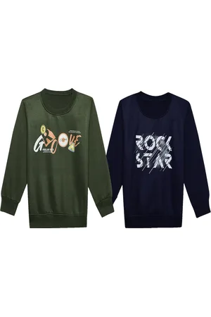 VIMAL JONNEY Kids Pack of 2 Printed Typography Hooded Fleece Pullover