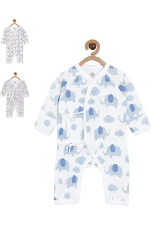 The Mom Store Infants Kids Pack Of 3 Printed Cotton Rompers