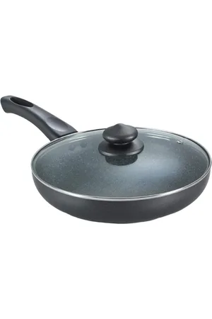 Prestige Omega Deluxe Granite Black Non-Stick Induction Base Frying Pan With Glass Lid-3L