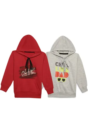 VIMAL JONNEY Kids Pack Of 2 Typography Printed Hooded Fleece Sweatshirt