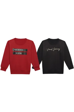 VIMAL JONNEY Unisex Kids Pack Of 2 Typography Printed Fleece Sweatshirt