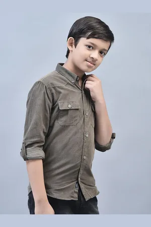 Crimsoune Club Boys Classic Button-Down Collar Slim Fit Casual Shirt