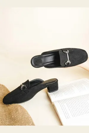 TRY ME Buckle Detail Suede Lightweight Block Heel Mules