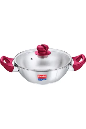 Prestige Platina Popular Stainless Steel Kadai With Toughened Glass Lid