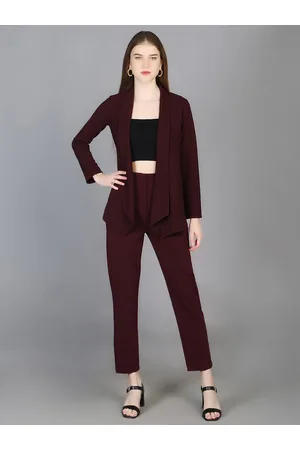 Chemistry Shawl Collar Crop Top With Flared Trouser & Shrug Co-Ords