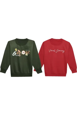 VIMAL JONNEY Kids Pack Of 2 Typography Printed Fleece Sweatshirt