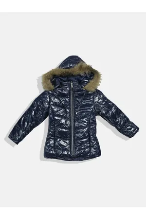 Okane Girls Heart Print Hooded Parka Jacket