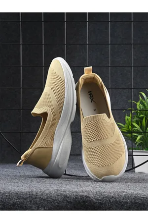 HRX Women Beige & White Flyknit Textile Walking Shoes