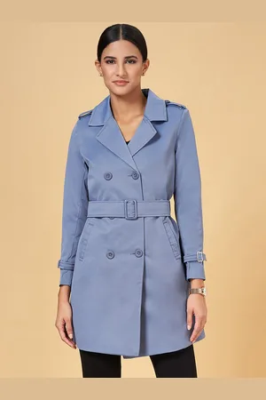 Pantaloons Notched Lapel Collar Shoulder Tabs Longline Trench Coat