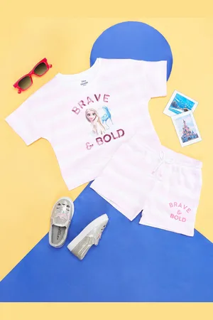 Pantaloons Girls Printed Pure Cotton T-shirt with Shorts