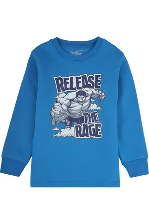 PROTEENS Boys Blue & Grey Hulk Printed Cotton T-shirt