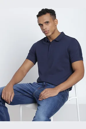 Lee Men Blue Polo Collar Cotton Slim Fit T-shirt