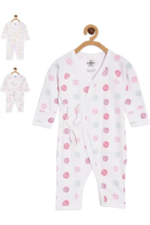 The Mom Store Infants Kids Pack Of 3 Printed Cotton Rompers