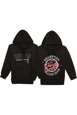 VIMAL JONNEY Kids Pack Of 2 Printed Hooded Long Sleeve Cotton Fleece Pullover Sweatshirts