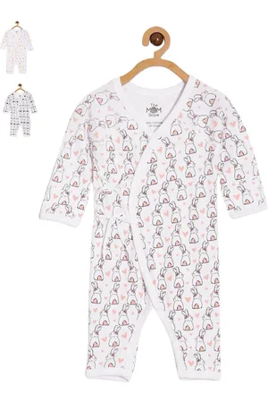 The Mom Store Infants Kids Pack Of 3 Printed Cotton Rompers