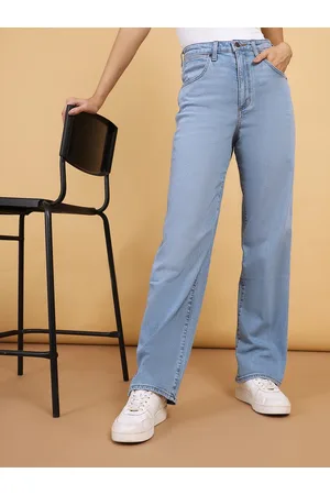 Wrangler Women Relaxed Fit High Rise Clean Look Heavy Fade Stretchable Jeans
