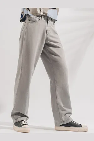 FREAKINS Men Clean Look Straight Fit Pure Cotton High-Rise Jeans