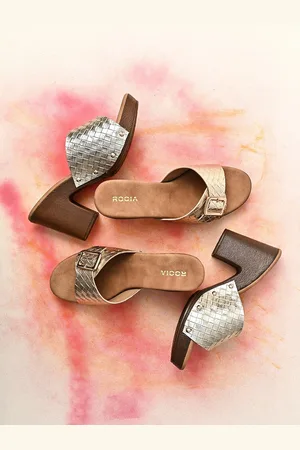 Rocia Textured Open Toe Block Heels