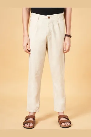 Pantaloons Men Regular Fit Mid-Rise Plain Cotton Trousers