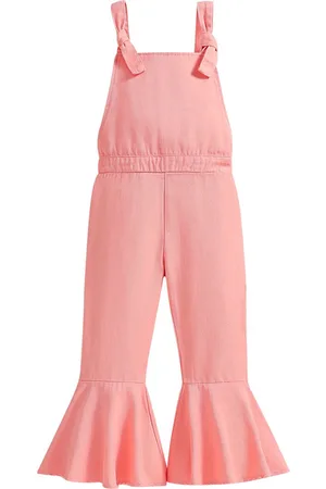 Stylecast Girls Pink Shoulder Straps Cotton Basic Jumpsuit