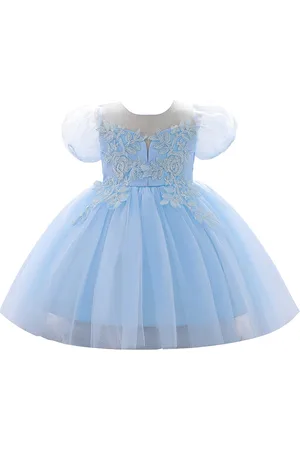 Stylecast Girls Blue Floral Embroidered Fit & Flare Mini Dress