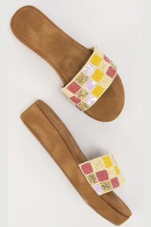 THE WHITE POLE Embellished Open Toe Suede Flatform Heels