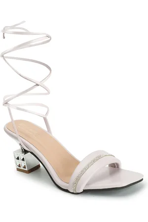 madam glorious Embellished Lace-Up Block Heel Gladiators