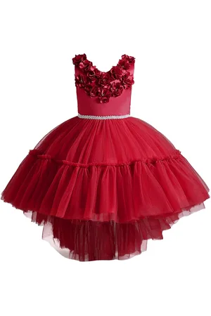 Stylecast Girls Maroon Self Design Maxi Dress