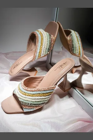 THE WHITE POLE Embellished Ethnic Block Heels
