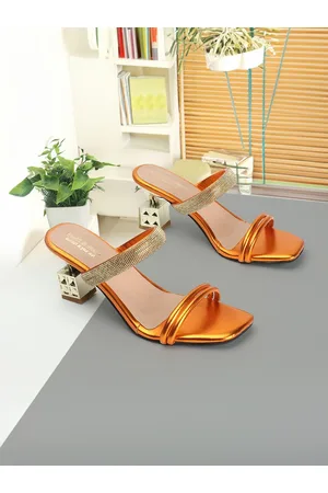 madam glorious Embellished Double Strap Block Heels