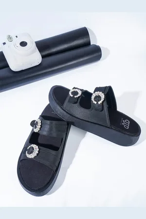 THE WHITE POLE Embellished Party Platform Heels