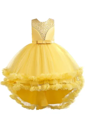 Stylecast Girls Yellow Ruffled Embellished Balloon Midi Dress