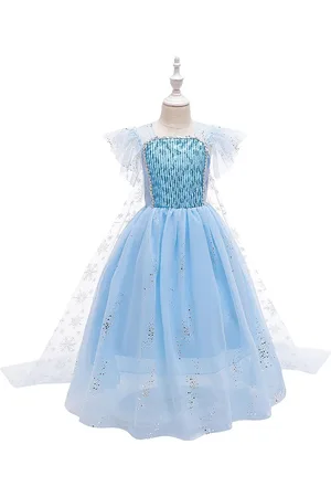 Stylecast Girls Blue Embellished Flutter Sleeve Layered Maxi Gown Dress