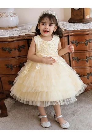 Stylecast Girls Beige Self Design Sleeveless Fit & Flare Midi Dress