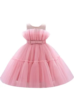 Stylecast Girls Pink Sleeveless Ruffled Detail Maxi Balloon Dress