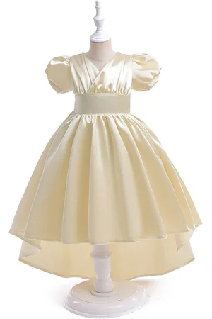Stylecast Girls Beige Puffed Sleeves Balloon High-Low Maxi Dress