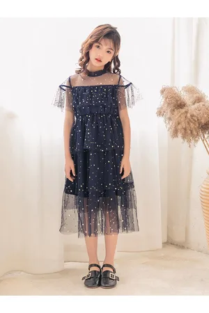 Stylecast Girls Embellished Flared Sleeves Fit & Flare Midi Dress