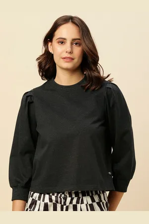 Chemistry Puff Sleeves Cotton Pullover Sweatshirt
