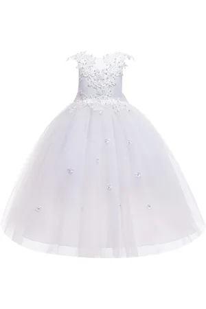 Stylecast White Girls Embellished Applique Gown Maxi Dress