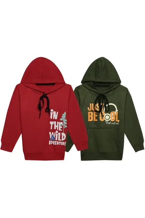 VIMAL JONNEY Kids Pack Of 2 Printed Hooded Long Sleeve Cotton Fleece Pullover Sweatshirts