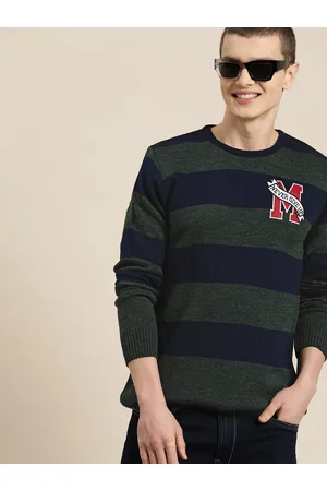 HERE&NOW Men Striped Acrylic Pullover