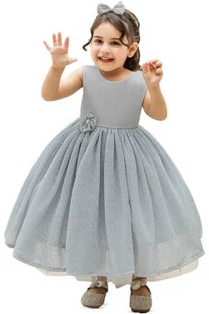 Stylecast Girls Grey Round Neck Maxi Balloon Dress