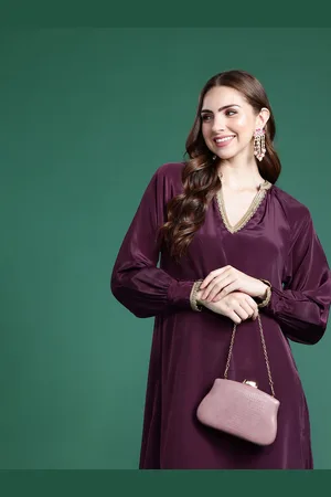 Sangria Solid A-Line Ethnic Dress