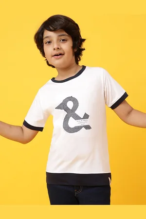 TALES & STORIES Boys White Printed Round Neck T-shirt
