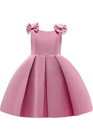 Stylecast Girls Pink Shoulder Straps Bow & Gathered Detail Fit & Flare Dress