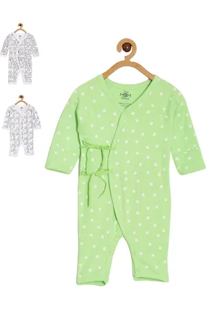 The Mom Store Infants Pack Of 3 Printed Cotton Rompers